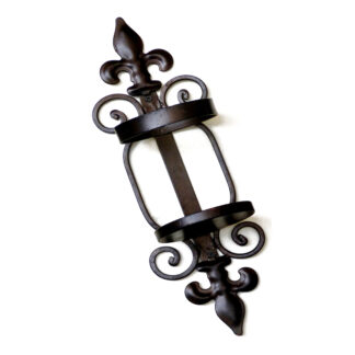 Wrought Iron Candle Stand With Glass Scroll Design 420mm #2928