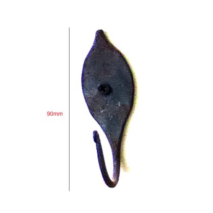Hand Forged Iron Coat Hook "Canna Leaf" Viking design 90mm #3299 - Image 2