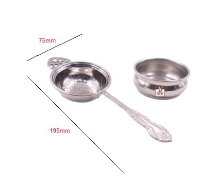 Brass Tea Strainer Decorative Handle with Drop-Dip Cup 195mm #3799 Nostalgic design - Image 2
