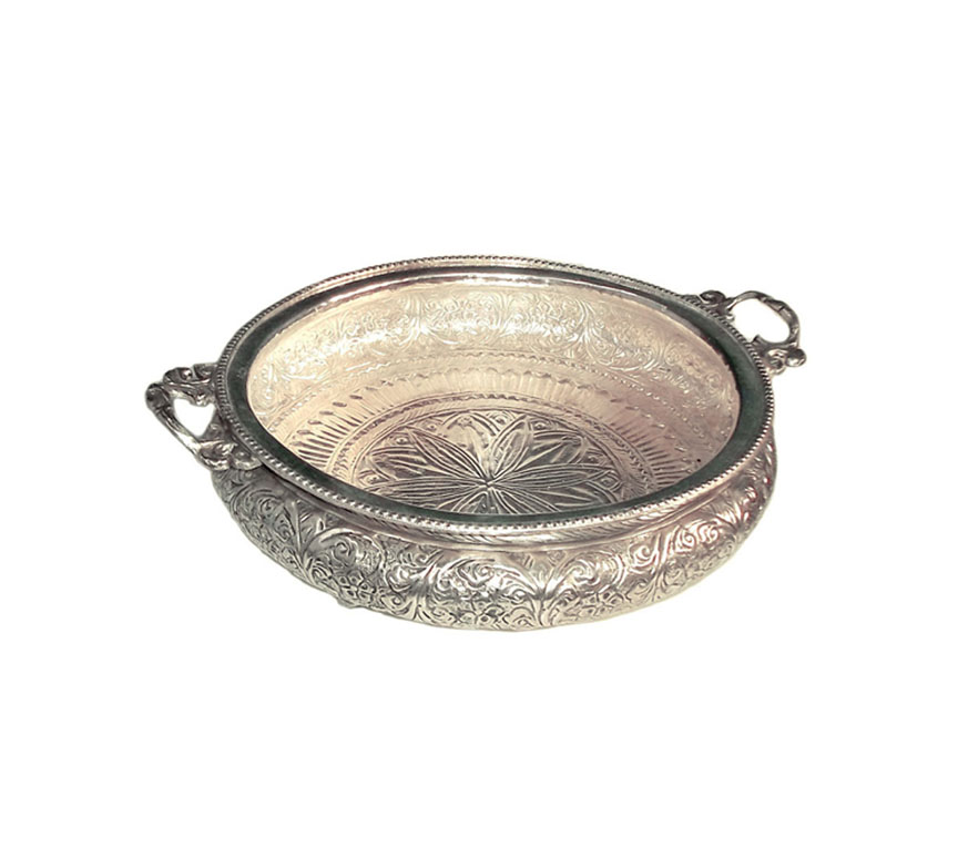 Silver Engraving Products URLI Decorative Urli Bowl for Floating Flowers and Home & Office Decor Ideal decoration item for Indian Festivals Wedding Anniversary House Warming Christmas X-Mas New Year or any other family celebration Silver Decor Urli Showpiece, Urli Decor, Decorative Urli for Corner Tables, Brass Decoration Basket 210mm # 2752