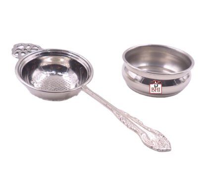 Brass Tea Strainer Decorative Handle with Drop-Dip Cup 195mm #3799 Nostalgic design