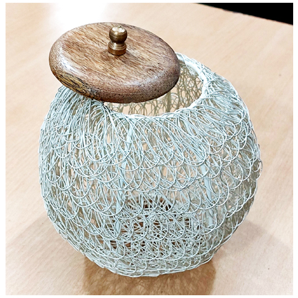 Iron Wire Table Top Container With Lid /Or Tealight 185mm #3881 - Image 3