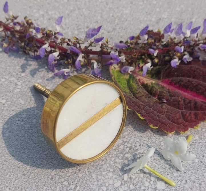 CABINET KNOB BRASS MARBLE 38mm #6524 (Set of 6 Pcs)