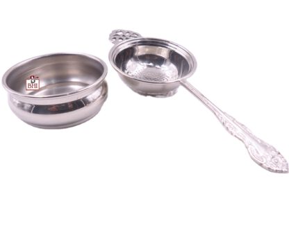 Brass Tea Strainer Decorative Handle with Drop-Dip Cup 195mm #3799 Nostalgic design - Image 6
