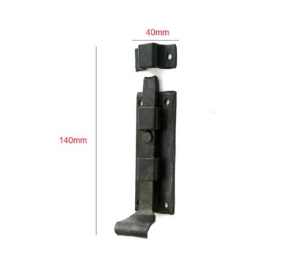 Forged Iron Straight Fish Tail Bolt Black powder coated Finish Heavy Duty Antique Slide Door Latch Lock - Ideal for Doors, Windows and Cupboards 140mm #1205 - Image 2