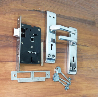 Iron Door Handle With KY Mortice Lock 165mm #6811 - Image 4