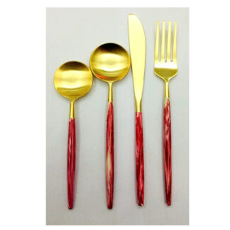 BRASS 4 PC SET OF SPOON & FORKS # 6825