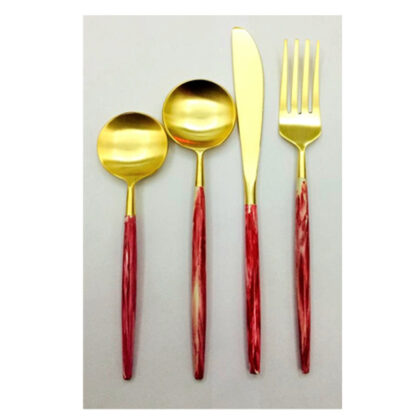 Brass 4 Pc Set Of Spoon Fork #6825