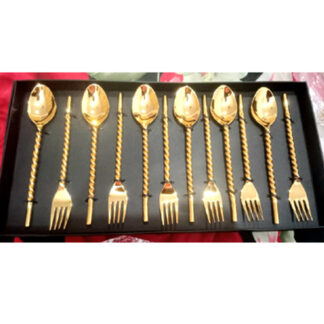 BRASS 12 PC CUTLERY SET OF BRASS SPOONS & FORKS BAX PACKED # 6833