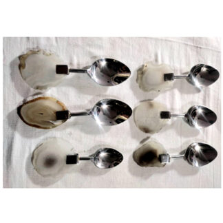 STEEL 6 PC SET OF ICECREAM SPOONS WITH AGATE HANDLES # 6840
