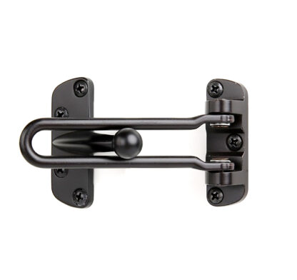 Door Lock for Front Door, Swing Bar Door Lock Black Powder Coated, Chrome & Polish Brass  Finish Alloy Anti-Theft Door Guard Latch for Front and Inside Door Reinforcement Door Stopper for Hotel Home Safety 120mm #7022
