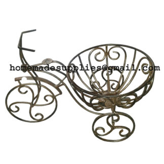 Fruit Basket Rickshaw Pullman Wrought Iron Wooden Home Decoration Handicrafts #31046