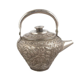 Brass Tea-Pot Silver Antique Finish 190mm #MD-005