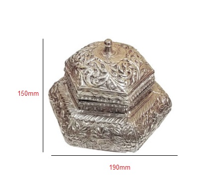 Silver Luxurious Silver Luxurious Dry Fruit Box storage for dry fruits and nuts Ideal for gifting during festivals and special occasions Perfect for Living room,Dining table,Puja space,Gifting purpose 190mm #MD-092 - Image 2