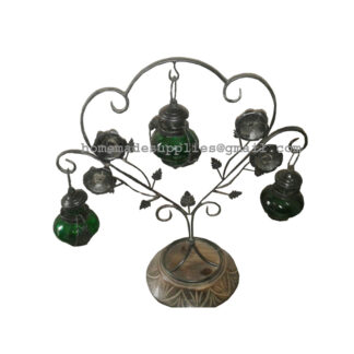 Tee Light Holder Lamp Stand - Wrought Iron Wooden Home Decoration Handicrafts #31050
