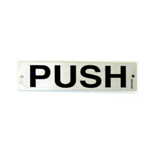 Aluminum Finger Plate "PUSH" Metal Gate Plates, Plaques Wall Decor - Farmhouse Style Vertical Signs for Home Cafe Shops Business Office Satin Anodized Finish 300mm #691