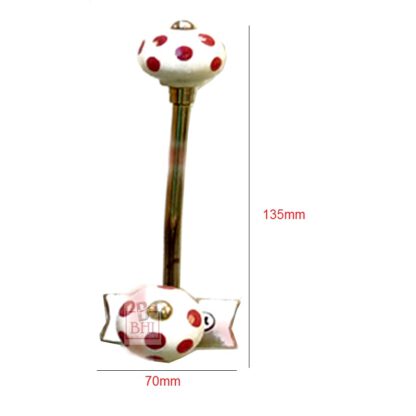 Hat & Coat Hook Cast Iron With Ceramic Balls 135mm #763 - Image 2