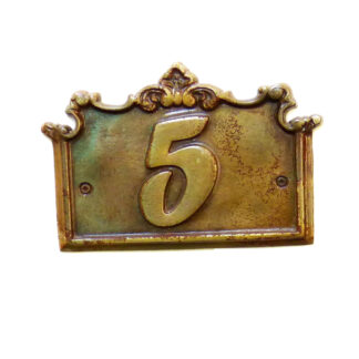 Cast Iron "NO.5" Door House Numbers and Street Address Plaques Numbers for Residence and Mailbox Signs Brass Antique Finish 155mm #867
