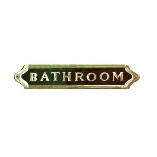Wood Brass Door Sign Plaques "Bathroom" 245mm #882 Polish Brass