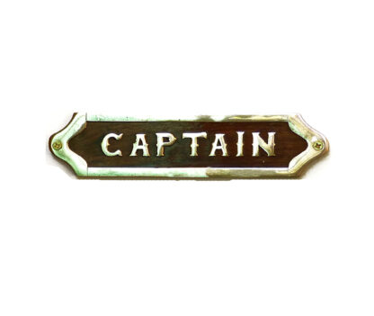 Wood & Brass "CAPTAIN" Door Sign Nautical Antique Home Decor Engraved Acrylic Sign Plaques  Door Pub Cafe Shop Club Hotel Bar Polish Brass 200mm #883