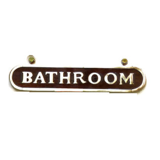 Wood Brass Door Sign Plaques "Bathroom" 200mm #884 Polish Brass