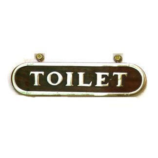 Wood Brass Door Sign Plaques "Toilet" 160mm #885 Polish Brass