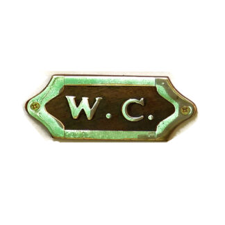 Wood Brass Door Sign Plaques "W.C"125mm #886 Polish Brass