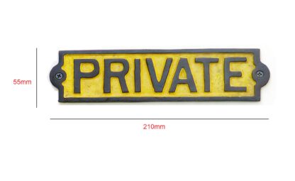 Cast Iron "PRIVATE" Sign Plaque Door Wall Cafe Shop Pub Hotel Bar Work B/Yellow Vintage Finish 210mm #905 - Image 2