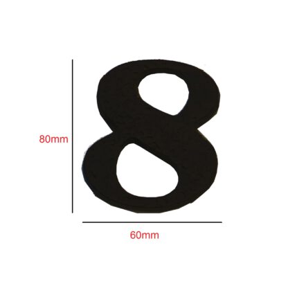 Cast Iron "NO.8" Door House Numbers and Street Address Plaques Numbers for Residence and Mailbox Signs Black Finish 80mm #923 - Image 2