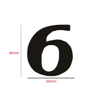 Cast Iron "NO.6" Door House Numbers and Street Address Plaques Numbers for Residence and Mailbox Signs Black Finish 80mm #924 - Image 2