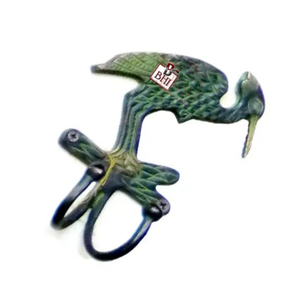 Brass Animal Coat Hook Double "Swan" Style 140mm #4005 Patina Finish - Image 3