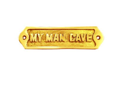 Brass Hand Made "MY MAN CAVE" Sign Shed Antique Style Brass Plaque Christmas Day Gift Idea for Dad Daddy Present Gift For Him Brass Door Sign Plaques "My Man Cave" 145mm #874 Polish Brass Lacquered Chrome or Antique Finish