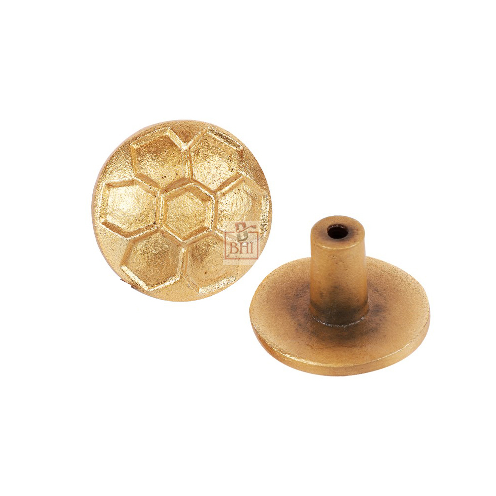 Cast Iron Cabinet Knob Foot-Ball Design #7544 Polish Brass (Set of 6 Pcs)
