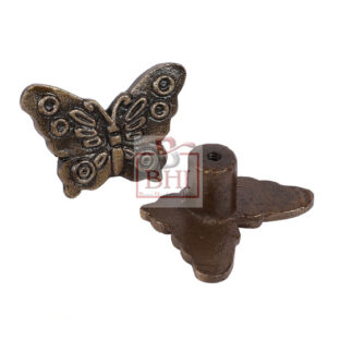 Cast Iron Cabinet Knob Butterfly #7562 Brass Antique (Set of 6 Pcs)