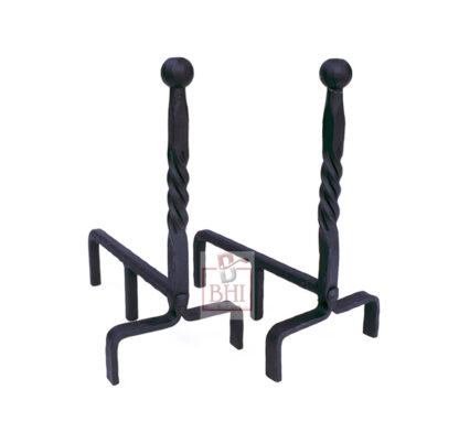 Hand Forged Iron Fire Andirons Twist Ball (Firedogs) 475mm #7705