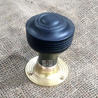 WOOD+BRASS BEEHIVE REEDED KNOB ON FLAT REEDED ROSE 50mm #7716