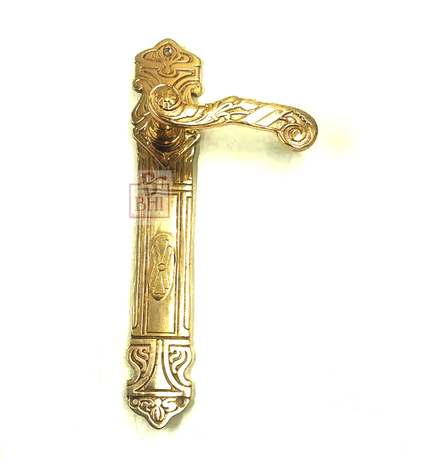 Brass Mortice Lever Door Handle On Plate 250mm #7773