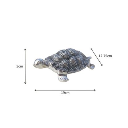 Metal Silver Tortoise Showpiece For Interior Decor Silver Metallic Designer Tortoise Showpiece Tortoise Carved in Metal Silver 190mm #9073 - Image 3