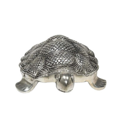 Metal Silver Tortoise Showpiece For Interior Decor Silver Metallic Designer Tortoise Showpiece Tortoise Carved in Metal Silver 190mm #9073 - Image 4
