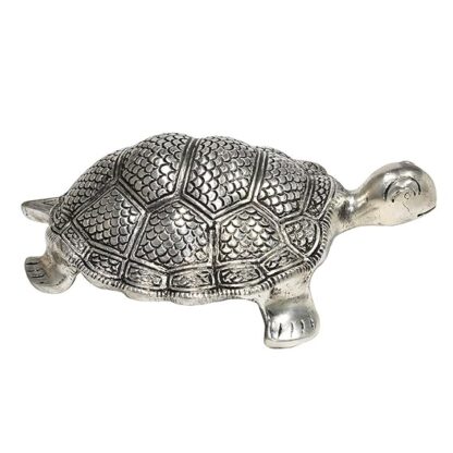 Metal Silver Tortoise Showpiece For Interior Decor Silver Metallic Designer Tortoise Showpiece Tortoise Carved in Metal Silver 190mm #9073 - Image 5