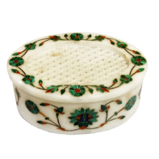 White Marble Box-Oval Shape 105mm #9037