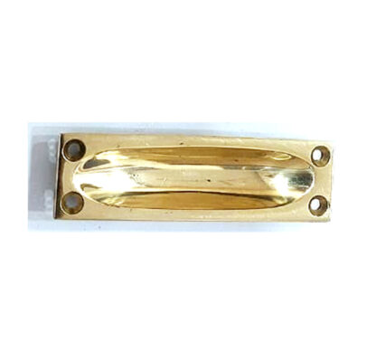 Traditional Vintage Polished Brass Flush Pull Door Handle Sliding Door Flush Handle with Fixing Screw for Drawer Cabinet Wardrobe Sliding Doors 85mm #7814 - Image 5