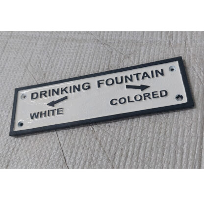 Cast Iron "DRINKING FOUNTAIN WHITE COLOURED" Sign Plaque Door Wall Cafe Shop Pub Hotel Bar Work B/White Vintage Finish 200mm #8050 - Image 3