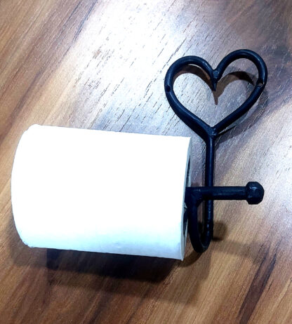 Wrought Iron Metal Toilet Roll Holder for Bathroom Toilet Wall Mount Handmade Bathroom Lavatory Toilet Paper Holder Wall Mount Black Finish 160mm #8053