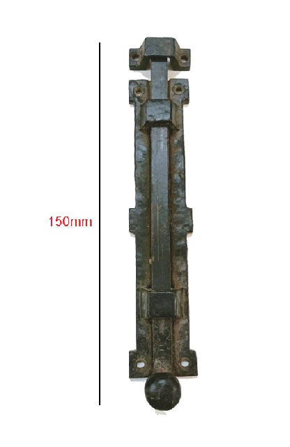 Cast Iron Door Bolt Straight Black Surface Mounted Door Bolt, Sliding Door Lock, Lock Bolts for Securing Internal Doors for Bedrooms, Bathrooms, Storage Units and Cupboards Black Powder Coated Finish 150mm #6065 - Image 2