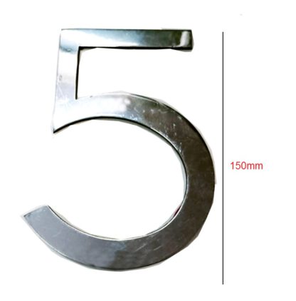 Brass "NO.5" Door House Numbers and Street Address Plaques Numbers for Residence and Mailbox Signs Chrome Finish 150mm #6252 - Image 2