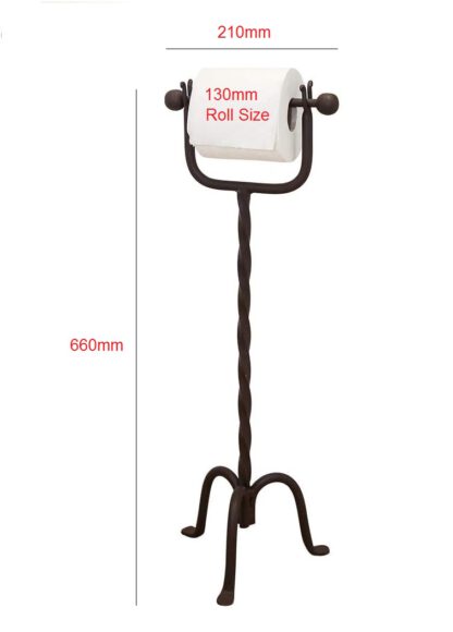 Wrought Iron Freestanding Toilet Roll Holder with Top Storage Shelf, Toilet Paper Holder Stand, Toilet Paper Roll Holder with Reserve, Floor Standing Toilet Roll ,Black Finish 660mm #6346 - Image 2