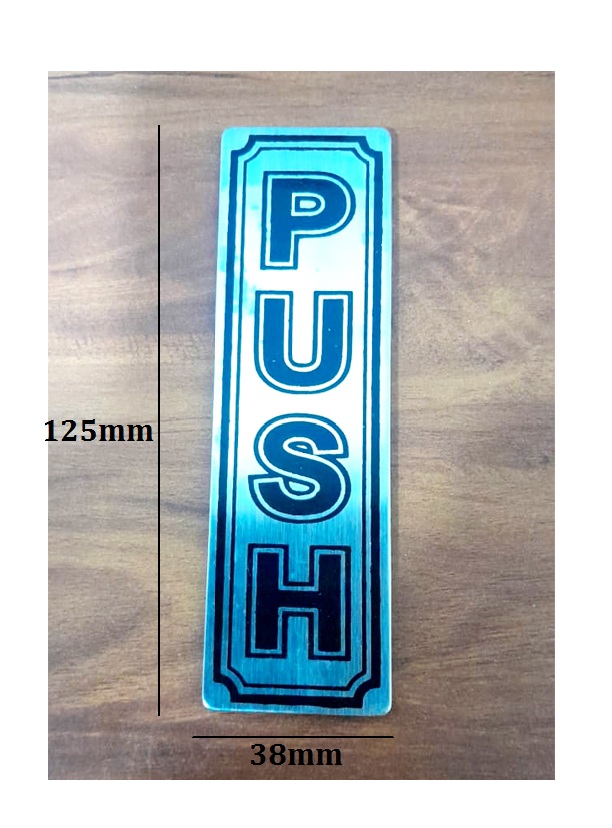 Stainless Steel "PUSH" Door Sign - Metal Gate Sign Plates, Rustic Plaques Wall Decor - Farmhouse Style Vertical Signs for Home Cafe Shops Business Office 125mm #8463 - Image 2