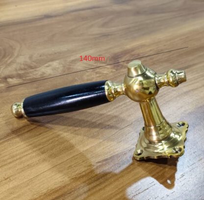 Brass Door Handle On Rosette With Ebonized Grip 140mm #3786 - Image 2