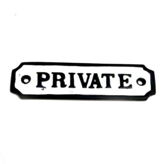 Cast Iron "PRIVATE" Sign Plaque Door Wall Cafe Shop Pub Hotel Bar Work B/White Vintage Finish 115mm #6068